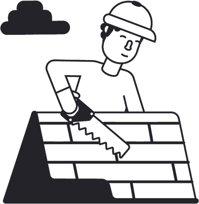屋根の工事をする職人のイラスト